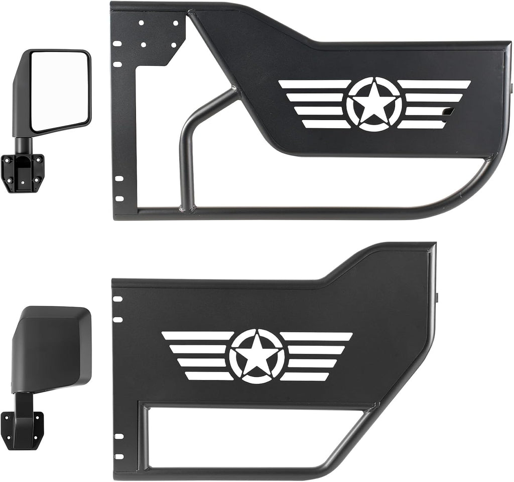 VEVOR Jeep Tube Doors, 4-Door, Compatible with 2018-2026 Jeep Wrangler JL JLU & Gladiator JT 4XE, Steel Off Road Front & Rear Tubular Half Doors with DOT Certified Side View Mirrors and Rubber Pads