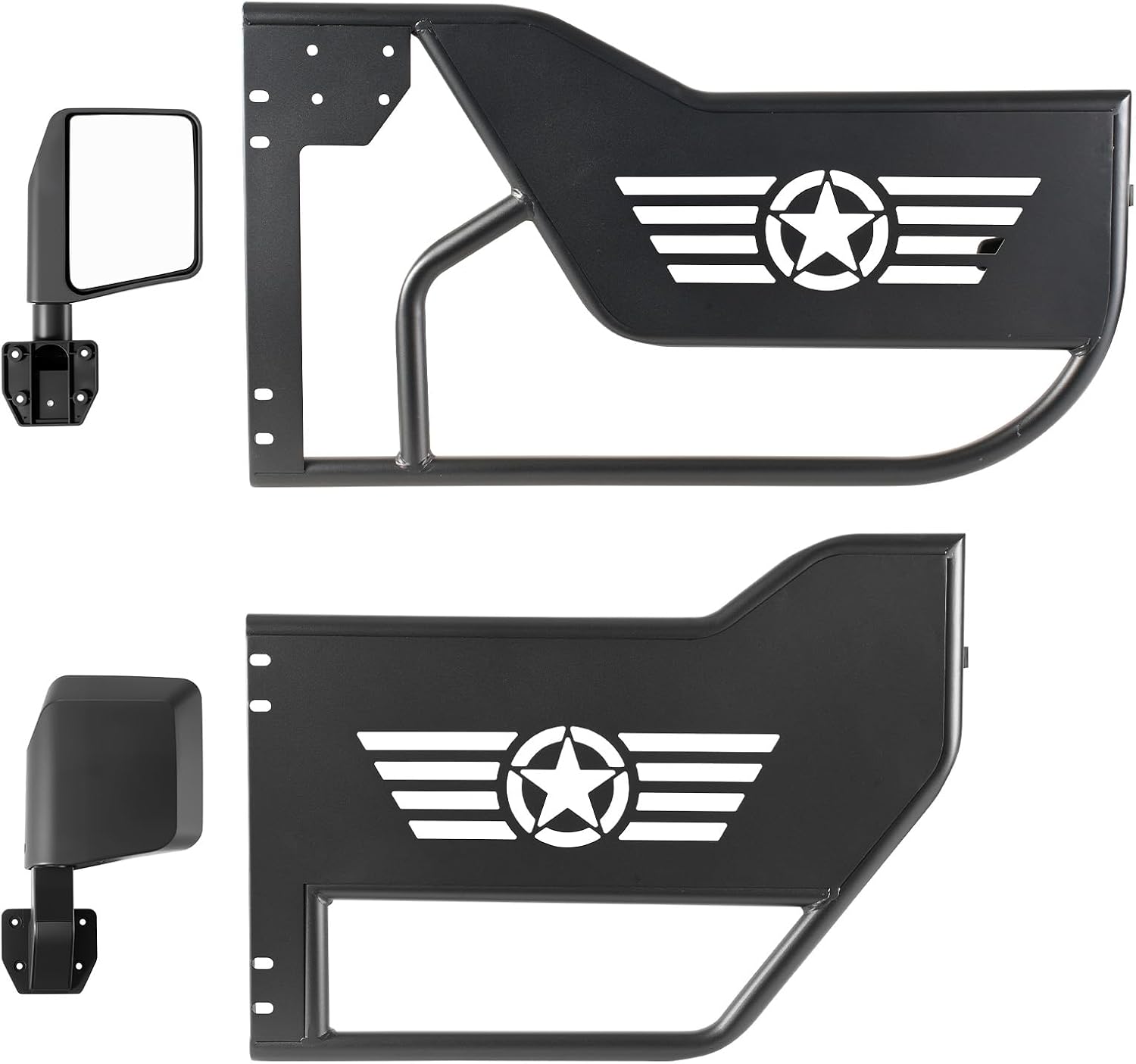 VEVOR Jeep Tube Doors, 4-Door, Compatible with 2018-2026 Jeep Wrangler JL JLU & Gladiator JT 4XE, Steel Off Road Front & Rear Tubular Half Doors with DOT Certified Side View Mirrors and Rubber Pads