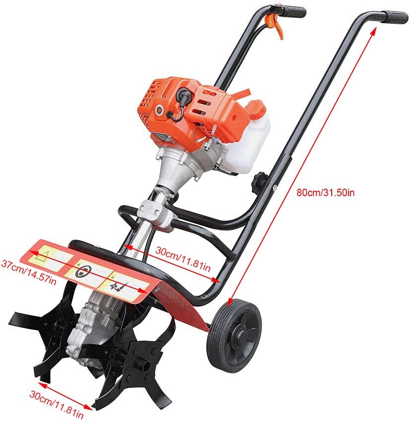 Tiller Cultivator 52CC 2Stroke Gas Powered Plant Garden Farm Tilling Tool Hand-Pull (Style 3)