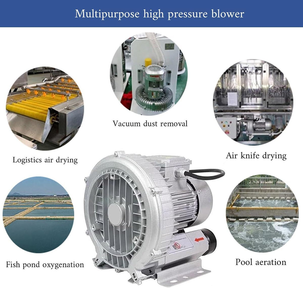 Regenerative Blower High pressure Vortex Ring Blower industrial vortex blower 110V fish pond aerator Vacuum Pump 120W 180W 250W 350W 550W(180W)