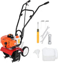 Garden Tillers Gas Powered, 2 Stroke Rototiller with 1.2L Fuel Tank, 52cc 9000RPM Tiller Cultivator with 7.8-Inch Tillling Width, 6-Inch Depth, Easy to Carry Lawn Tiller for Garden Soil Digging (Red)