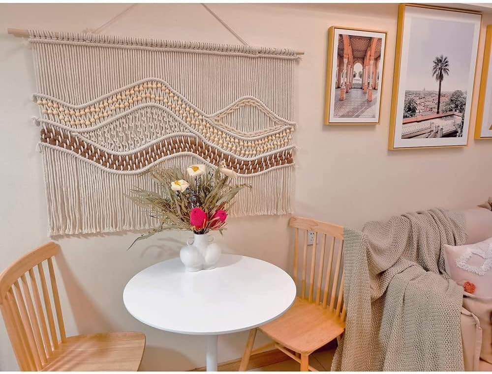 Tapestry Hand Woven Knitted Wall Hanging Bohemian Tassel Macrame Modern Tapestry Macrame Wall Hanging Boho Wall Decor Art Woven Tapestry Wall Art Home Gift Chic Home Decoration