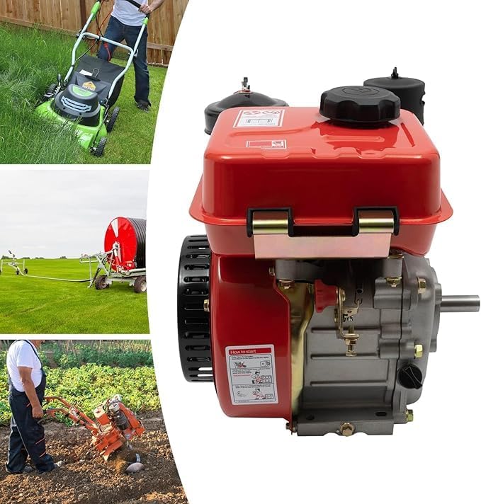 4-Stroke Diesel Engine,3HP Single Cylinder Diesel Engine with Air Cooling Recoil Starter System Diesel Engine Diesel Motor for Micro-Tiller, Irrigation Machine (4-Stroke 3HP Red)