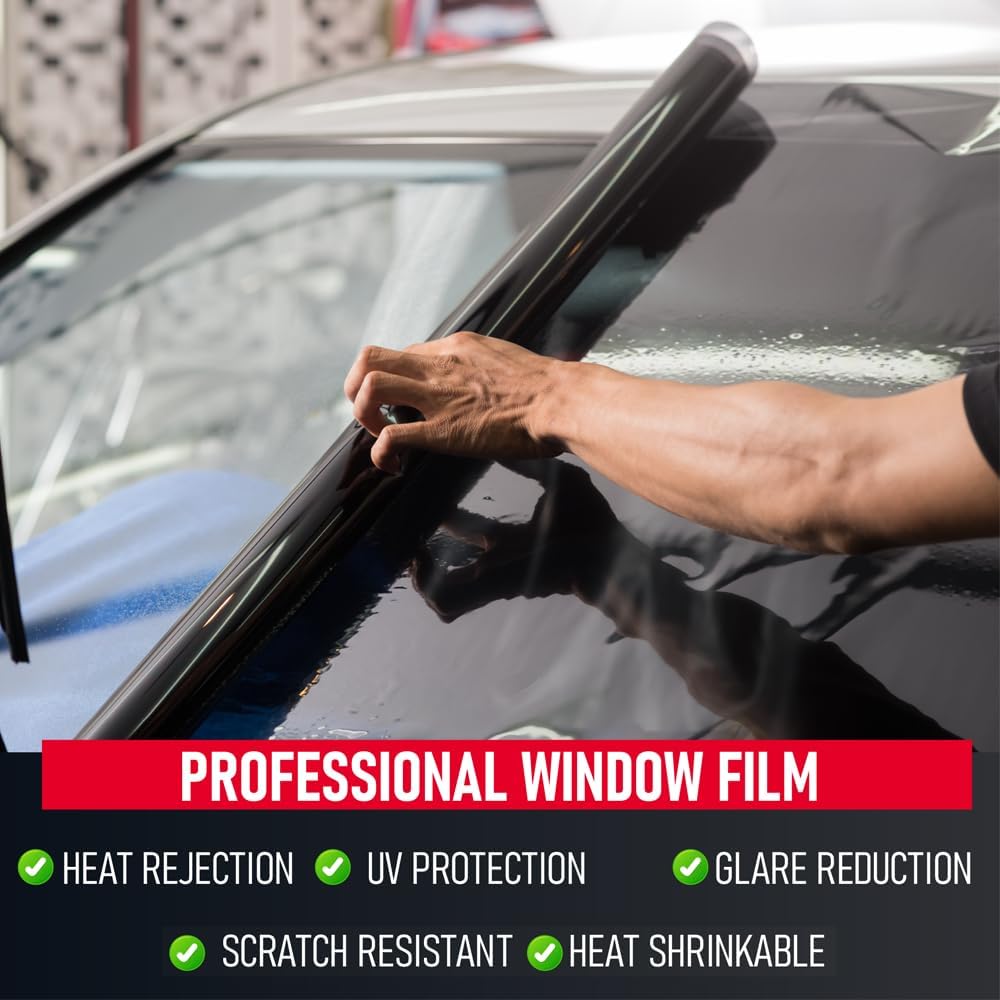 United Professional 1Ply Window Tint Film - 20'x100', 15% VLT, 3 Rolls, Upgraded Dyed PET Film, 1 mil Thickness, 99% UV Block, Deep Shade Privacy Window Tint for Car, Truck, Home– Heat & Glare Control