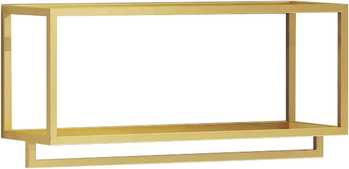 Creative Square Display Garment Racks in Boutique Clothing Stores, Wall-Mounted Hanging Clothes Shelf in Home, Towel Racks for Bathroom Storage Shelves (Gold, 39' L)