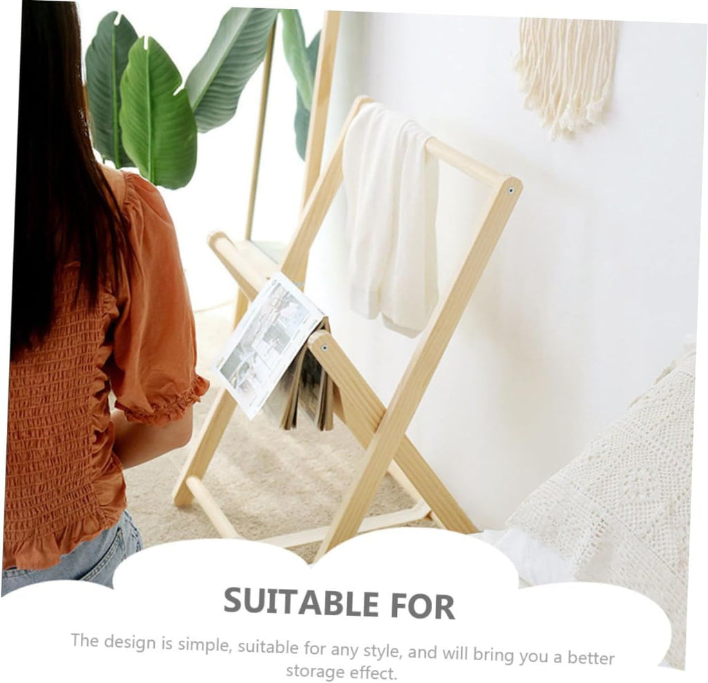FOMIYES Wood Clothes Storage Rack with Coat Hanging Stand, Solid Wood Freestanding Garment Rack for Bedroom Entryway, Practical Clothes Organizer with Shelf