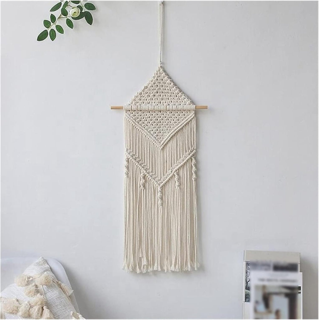 Tapestry Macrame Wall Hanging Tapestry Bohemian Tassel Leaves Wall Tapestry Wall Decor (OneColor)
