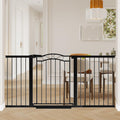 Fairy Baby 65.4'-68.1' Extra Wide Baby Gate with Door, 66 67 68 Inches Walk THR Baby Gates for Stairs Pressure Mounted no Drill, Indoor Tension Metal Child Pet Dog Safety Gate for Kids, Black