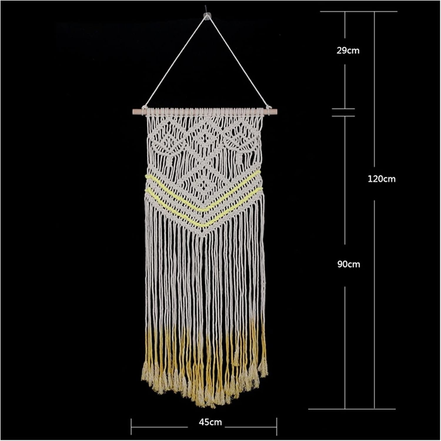 Tapestry Macrame Wall Hanging Woven Tapestry Bohemian Chic Tassels Wall Art for Wedding Backdrop Decoration (Beige Yellow)