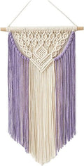 Tapestry Macrame Wall Hanging Tapestry Chic Geometric Tassels Tapestry Apartment Bedroom Bohemian Decoration (Purple)