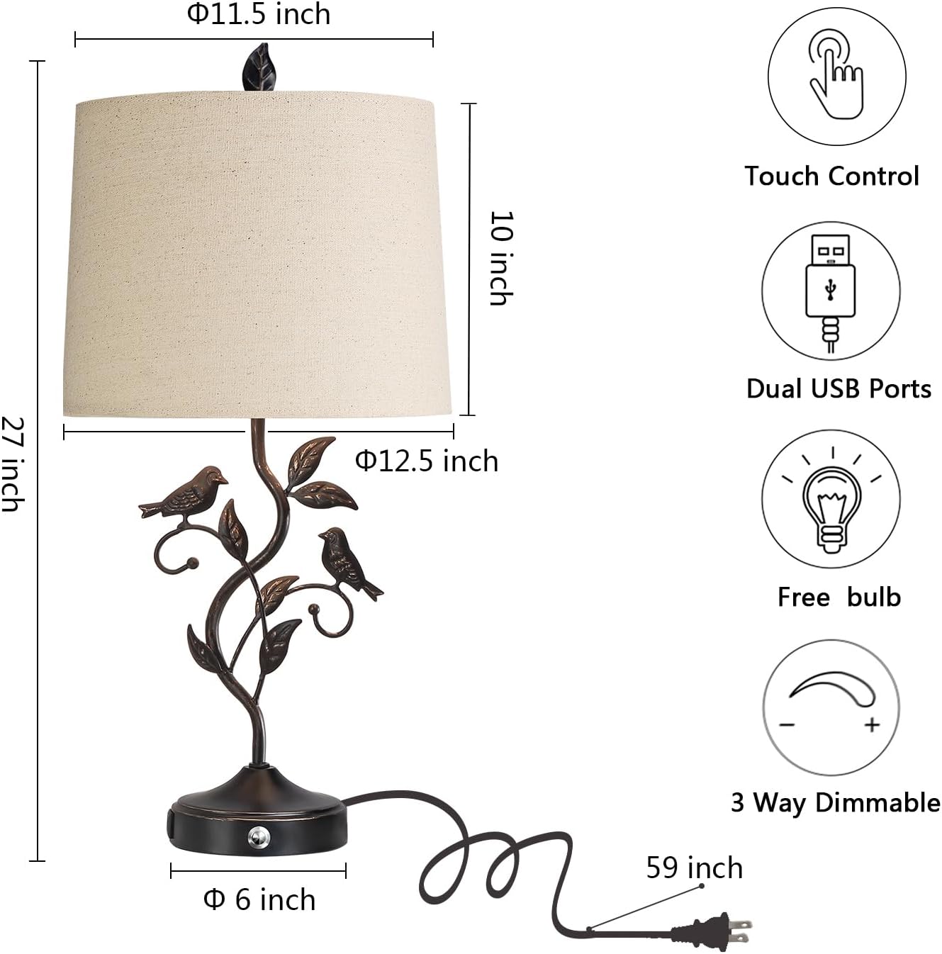 New - Same Matching Floor Lamp - 63'' Floor Lamp + 27'' Table Lamp Set of 2