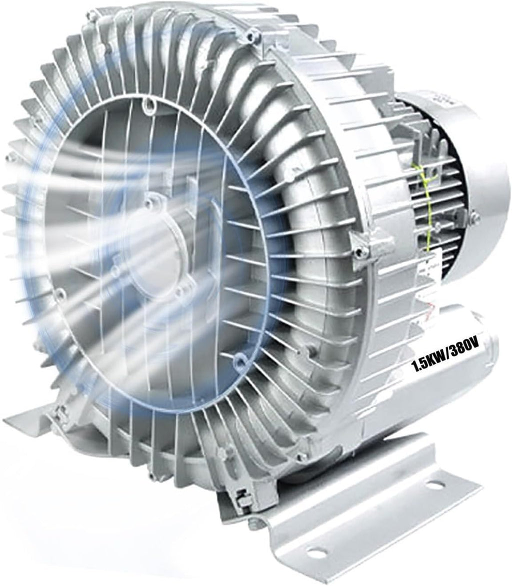 High-Pressure Vortex Ring Blower 1.5kW 480V Three-Phase Regenerative Blower for Industrial, Textile, Fish Pond Aeration - Heavy-Duty Air Pump for Efficient Aeration Solutions