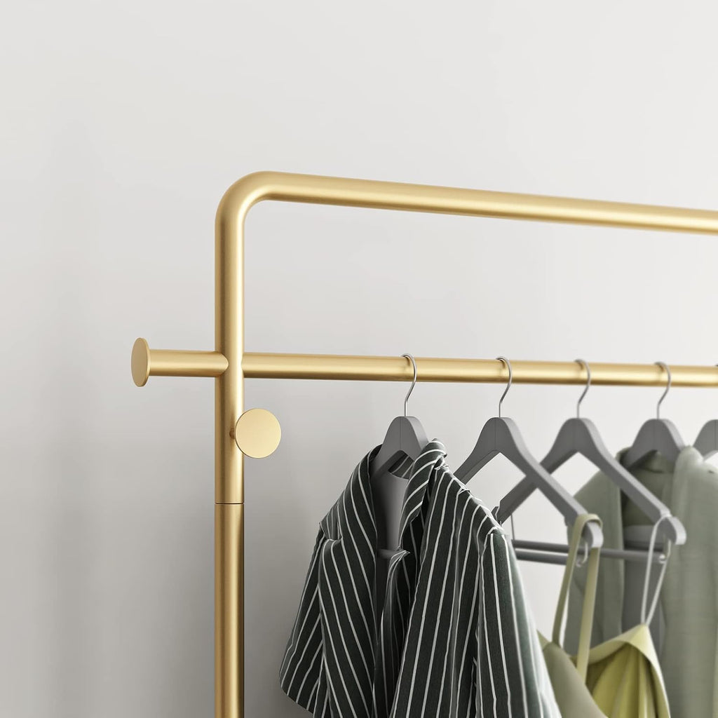 Coat Rack Freestanding Coat Stand Rack Coat Tree Iron Coat Rack with Marble Base Free-Standing Garment Rack for Hanging Clothes Coat Rack Clothes Rack Clothing (Gold+white 80*30*175cm)