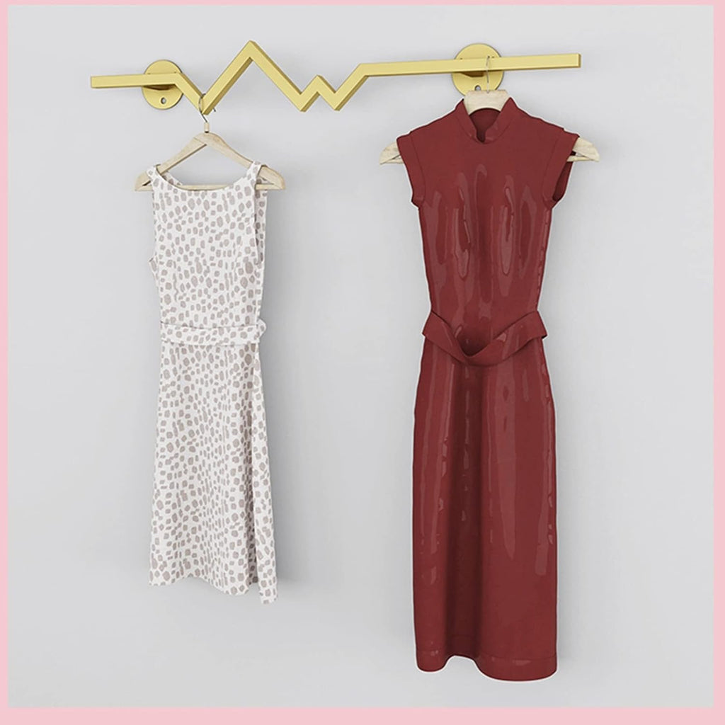 Clothing Rack Heavy Duty Garment Bar Wall Mounted Garment Rack for Hanging Clothes Rod Design Clothing Display Stand for Home/Retail Use/Gold/80X10Cm (Gold 80X10Cm)