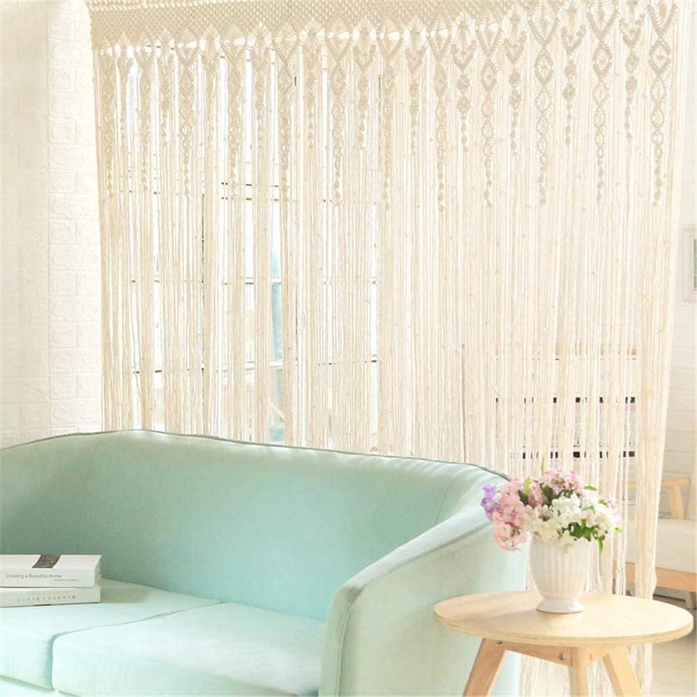 Modern Wall Decor Woven,Wall Hanging Art Tapestry, Macrame Wall Hanging Large Hand Woven Tapestry Cotton Macrame Backdrop Wall Curtain Boho Style Tassel Wall Hanging (Beige 100 * 200cm)