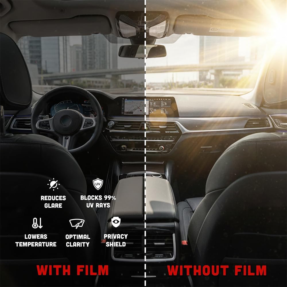 United Window Tint 40' in 100'Ft Nano Carbon Film 2Ply Charcoal 20% VLT - Clear PET Privacy Window Tint for Car, Home, Blocks UV/IR Rays, Reduce Heat & Glare- Adhesive Film - Lifetime Color Stability
