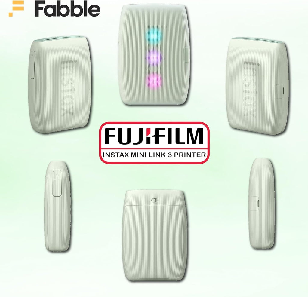 Fujifilm Instax Mini Link 3 Smartphone Printer with Instax Mini Films and Free Bonus Microfiber Cleaning Cloth... (Sage Green, 3 x Twin Pack (60 Sheets))