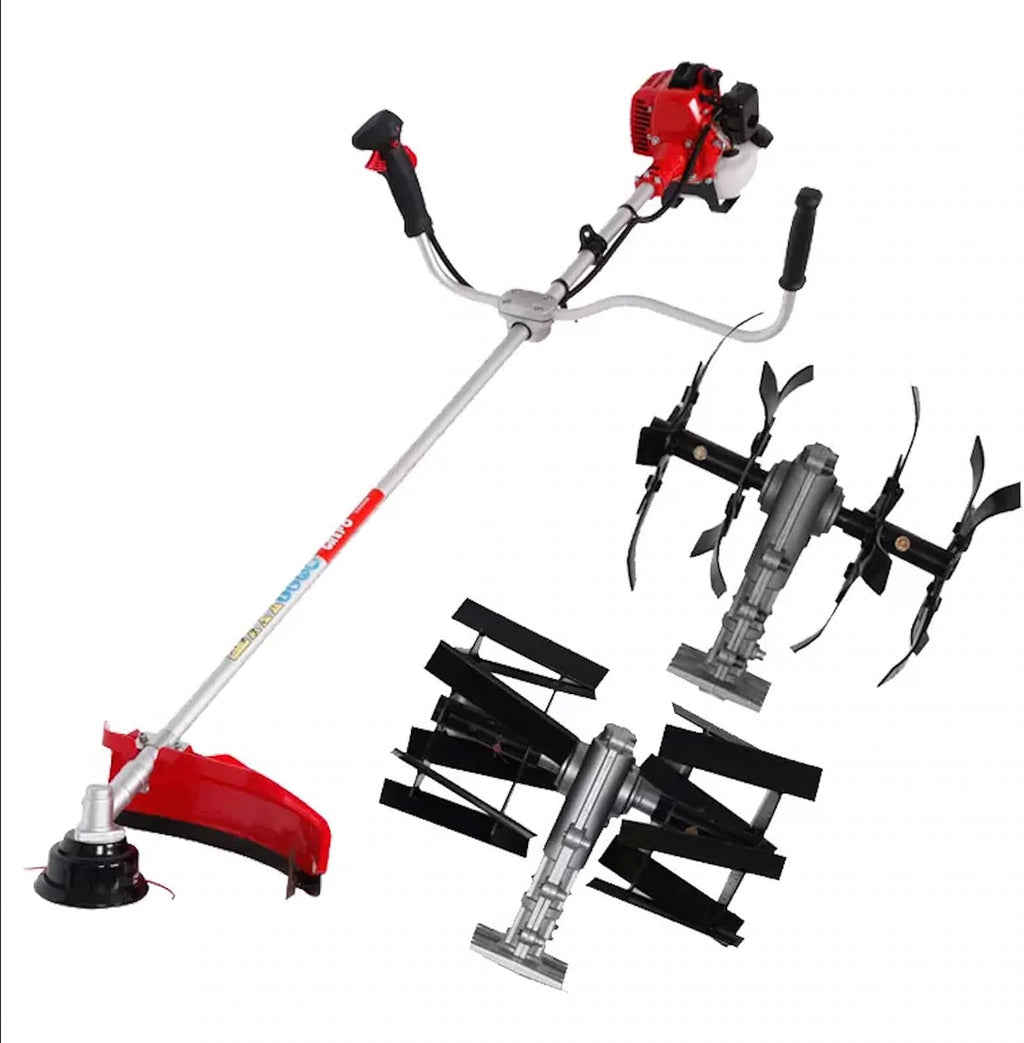 58cc brushcutter 2stroke 3 in 1 Trimmer Cultivator Grass Cutting Chainsaw Tiller Gas Mower
