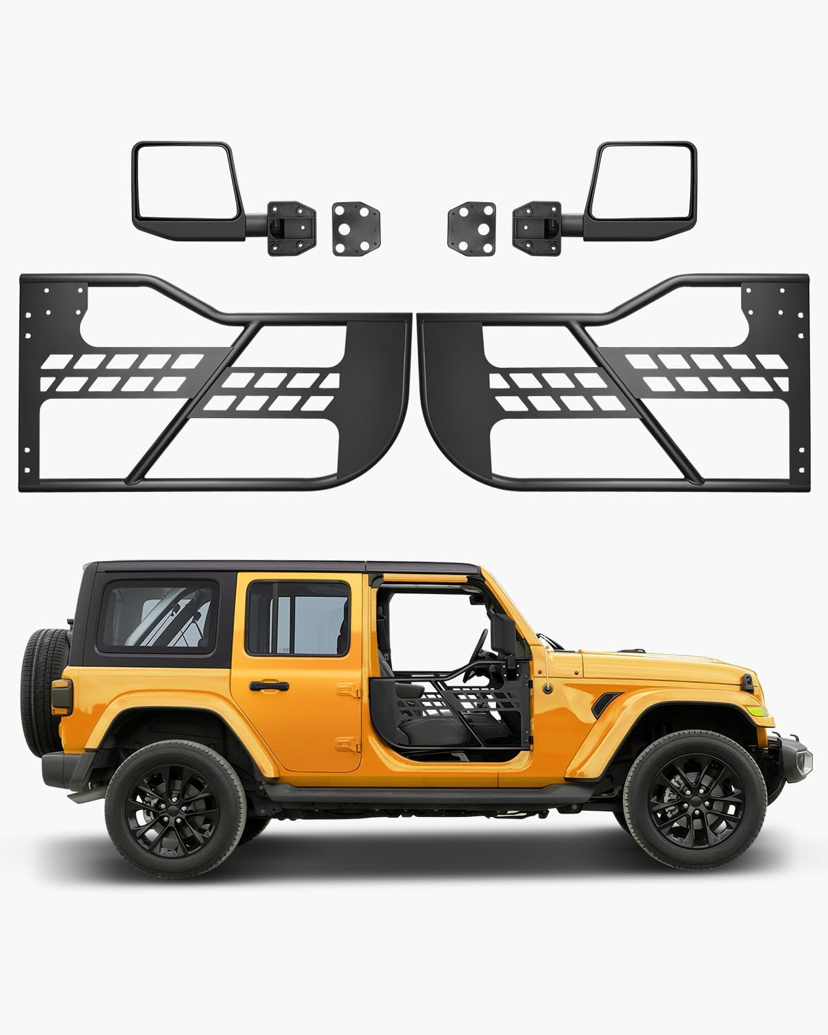 VEVOR Jeep Tube Doors, 2-Door, Hunting Style Jeep Tubular Door with Heavy-Duty Hinges & OE Latch, Jeep Doors with Rear View Mirrors, Fit for 2018-2026 Jeep Wrangler JL & 2020-2026 Jeep Gladiator JT