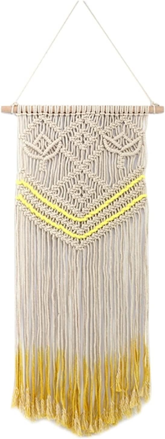 Tapestry Macrame Wall Hanging Woven Tapestry Bohemian Chic Tassels Wall Art for Wedding Backdrop Decoration (Beige Yellow)