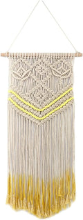 Tapestry Macrame Wall Hanging Woven Tapestry Bohemian Chic Tassels Wall Art for Wedding Backdrop Decoration (Beige Yellow)