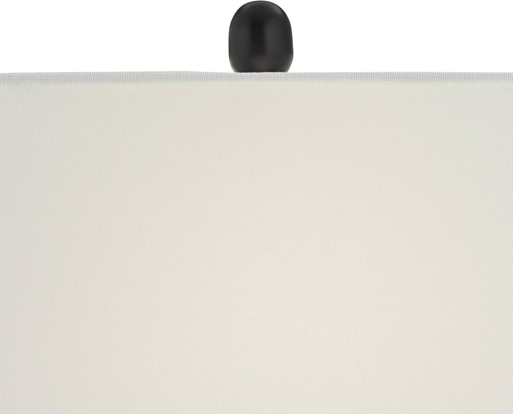 360 Lighting Roxie Modern Table Lamps with Clear Acrylic Risers USB Charging Port 31' Tall Set of 2 Black Off-White Rectangular Fabric Shade Decor for Bedroom Living Room Bedside Nightstand