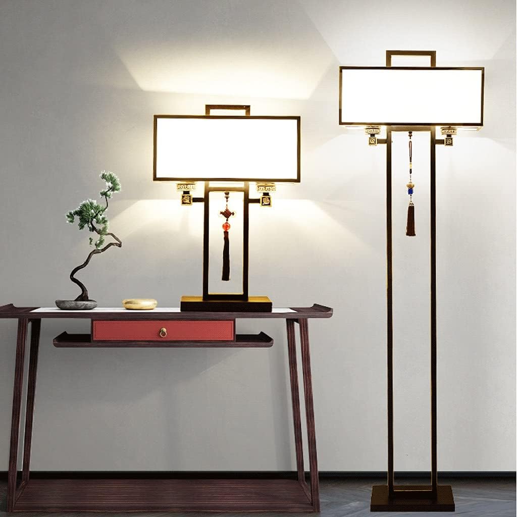 Standing lamp 3 Pack Lamp Set Includes 1 Floor Lamp and 2 Table Lamps Iron Table and Floor Lamp Set with Fabric Lampshade Vintage Standing Light Tall Standing Pole Light