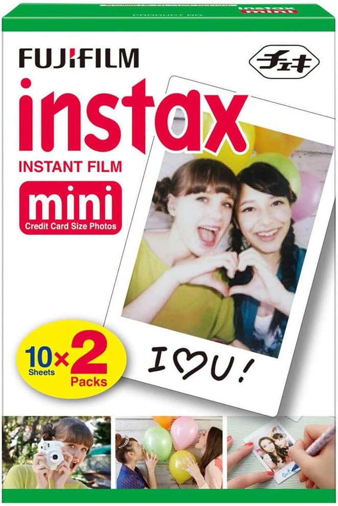 Fujifilm Instax Mini EVO Hybrid Digital/Instant Film Camera with Instax Mini Twin Film Pack (20 Exp) + Photo Box, Frames and Postcard Set Bundle