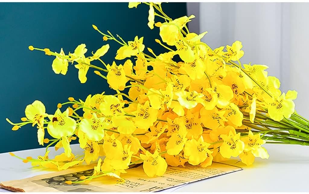 Fake Flowers Artificial Flowers Fake Flowers with Vase, Fake Silk Orchid Faux Long Stem Flowers for Home Wedding Indoor Outdoor Decoration Home Decor