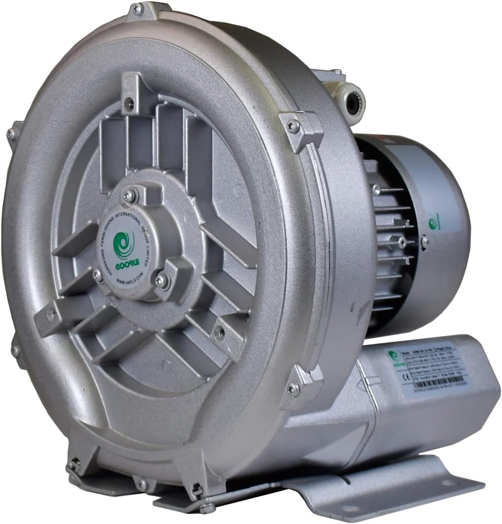 2 Hp Regenerative Blower 220V-480V 3Phase, 102CFM, 88' H2O Press. Goorui-USA GHBH 1D7 34 1R4
