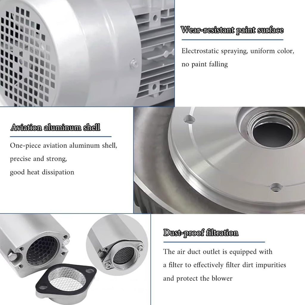 High Pressure Regenerative Blower, Industrial Vortex Ring Blower with Double Impeller, 110V 700W Turbine Blower for Fish Pond Aeration