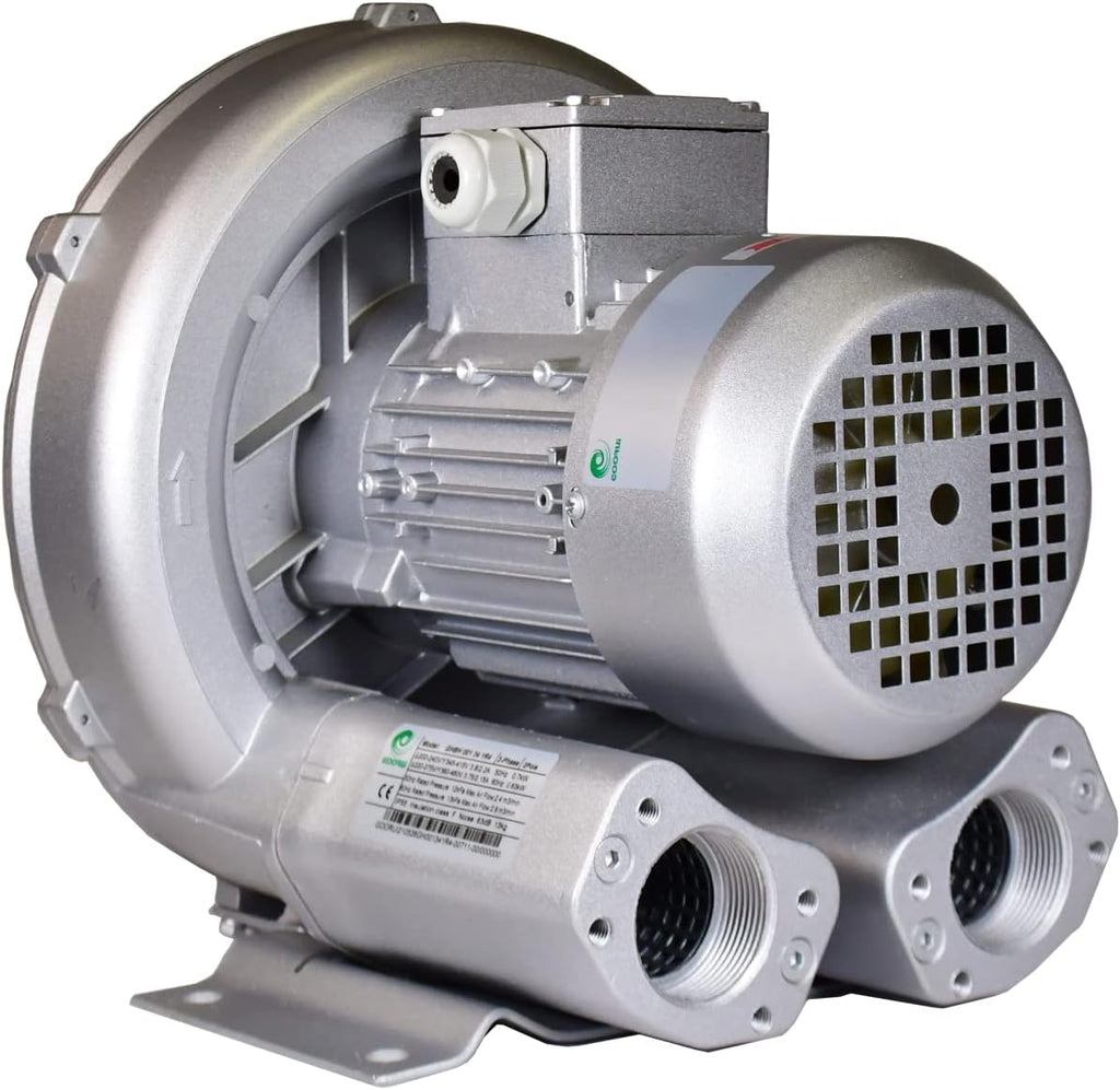 0.83 Hp Regenerative Blower 220V/480V 3Phase, 81CFM, 48' H2O Press. Goorui-USA GHBH D73 34 1R3