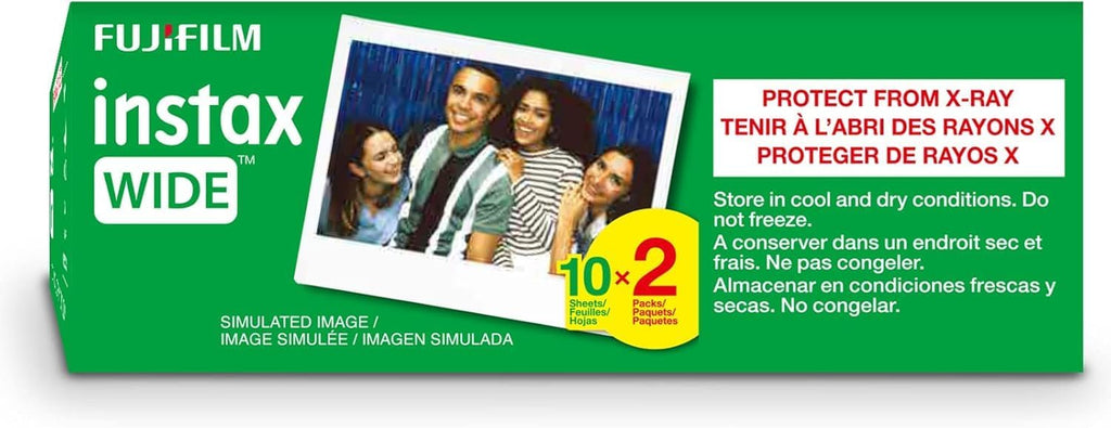 Fujifilm Instax Wide Instant Film Twin Pack with Sunshine Photo Microfiber Cloth... (5 Pack-100 Exposures)