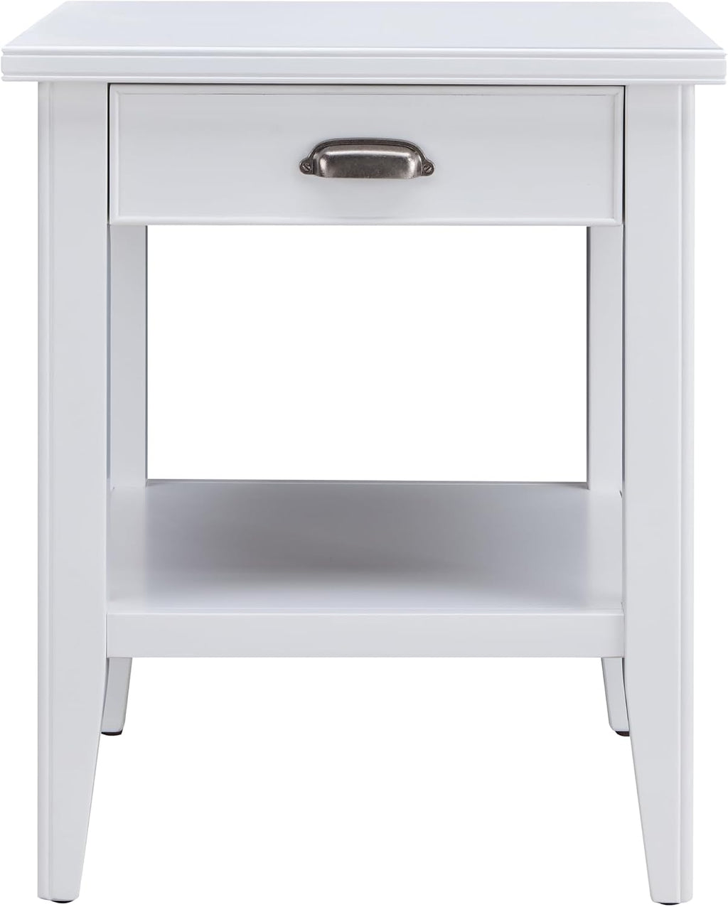 Leick Home Laurent 20 in. Solid Wood End Table with Shelf and Drawer, White, 10507-WT