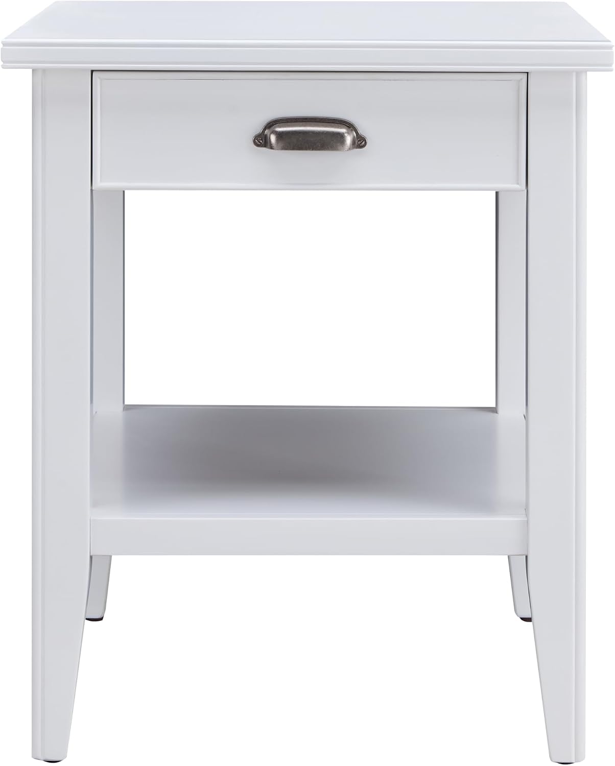 Leick Home Laurent 20 in. Solid Wood End Table with Shelf and Drawer, White, 10507-WT