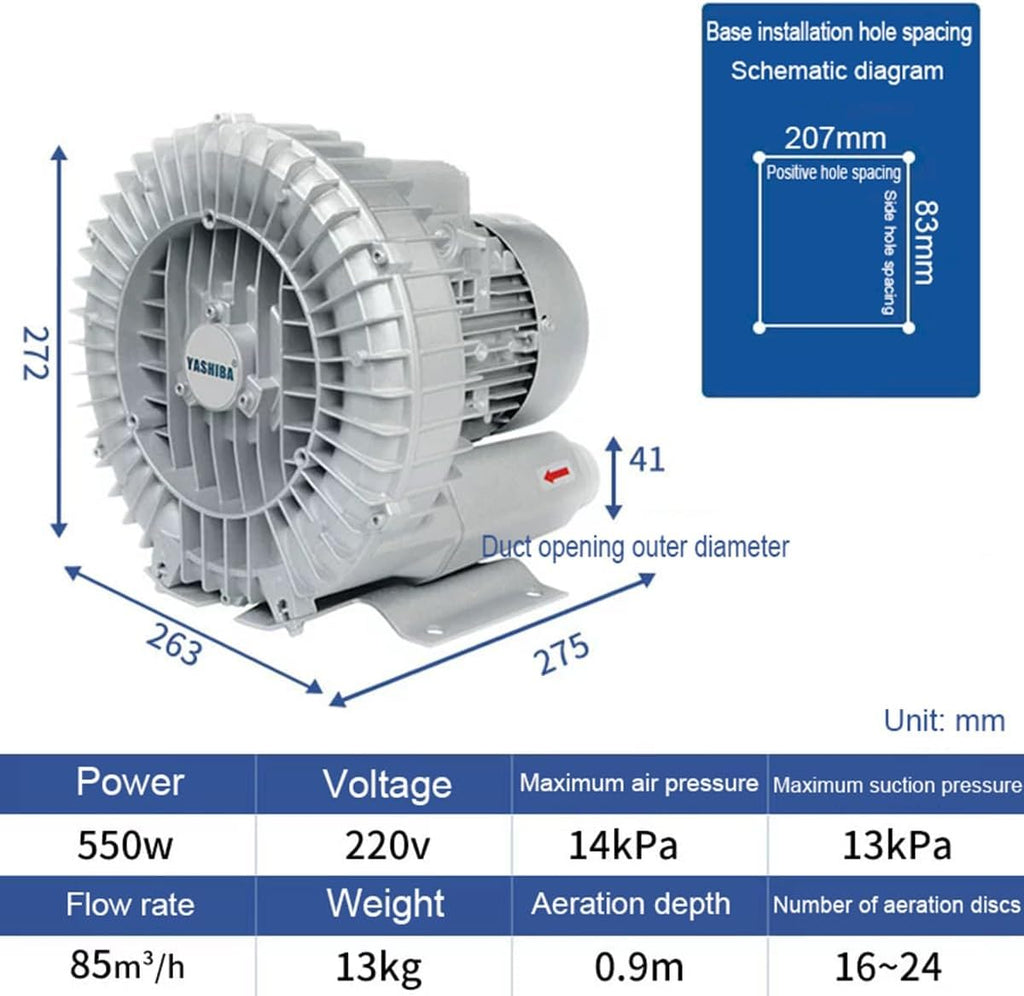 Regenerative Blower High pressure Vortex Ring Blower industrial vortex blower 110V fish pond aerator Vacuum Pump 120W 180W 250W 350W 550W(550W)