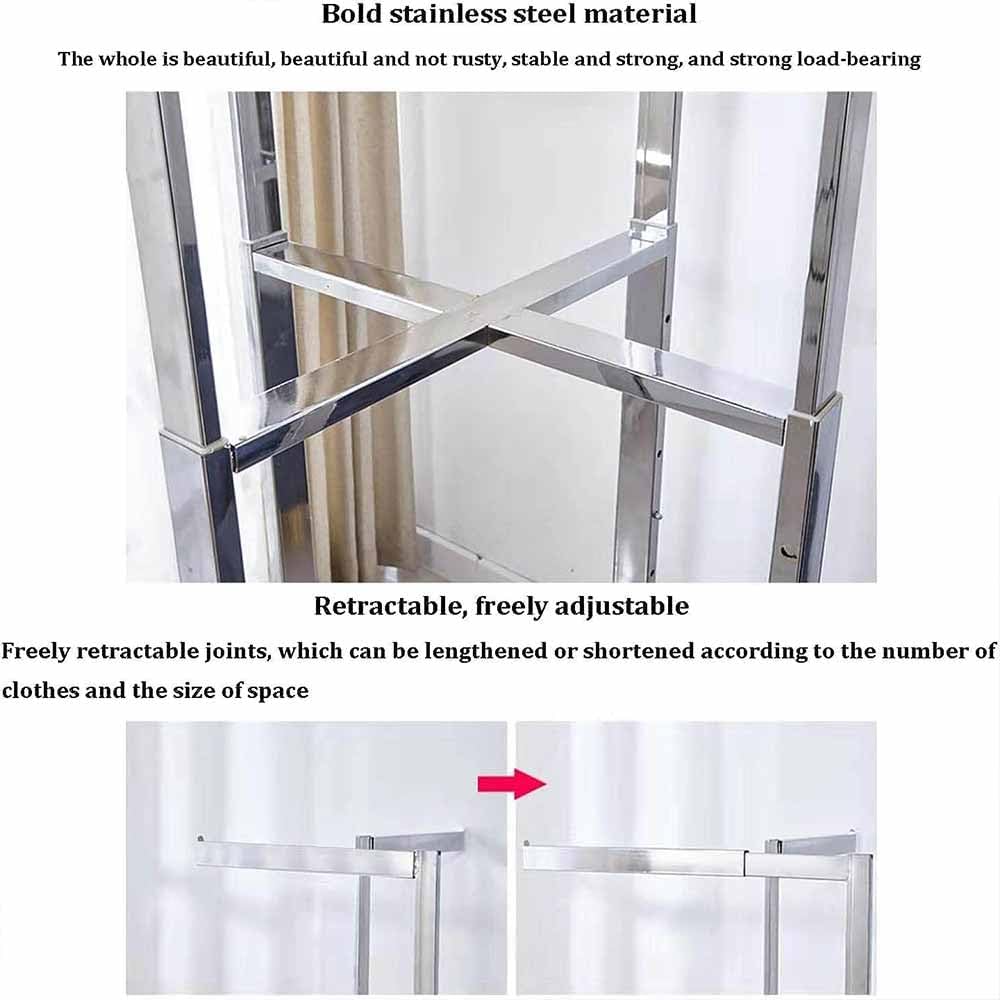Industrial Pipe Clothing Rack, Adjustable Metal Clothing Store Display Stands, Floor-Standing Hanging Garment Rack, for Hanging Clothes,Gold
