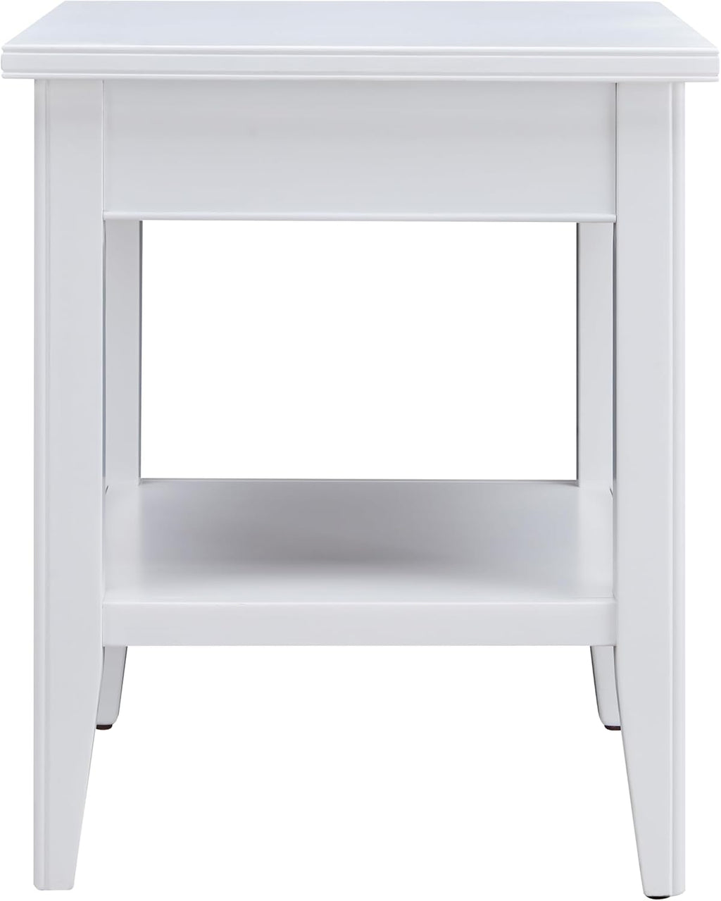 Leick Home Laurent 20 in. Solid Wood End Table with Shelf and Drawer, White, 10507-WT