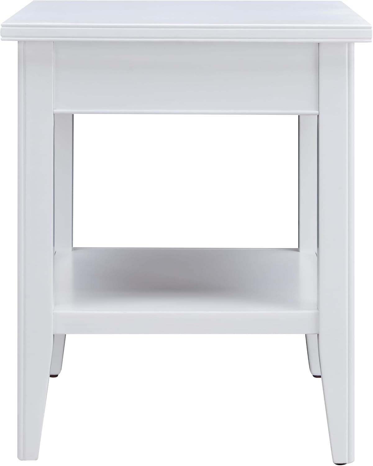 Leick Home Laurent 20 in. Solid Wood End Table with Shelf and Drawer, White, 10507-WT