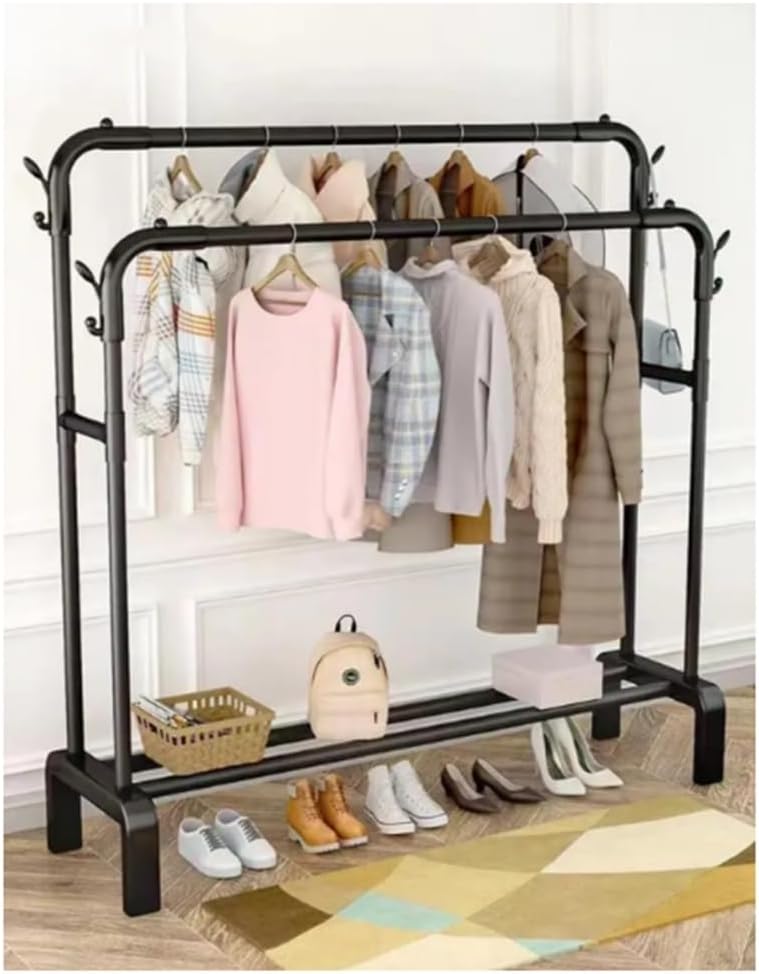 Clothes Rack, Clothes Rack Floor-Standing Bedroom Clothes Rack, Hanging Rack, Drying Rack, Balcony Storage Rack Coat Rack, Double Pole Drying Rack(110cm)