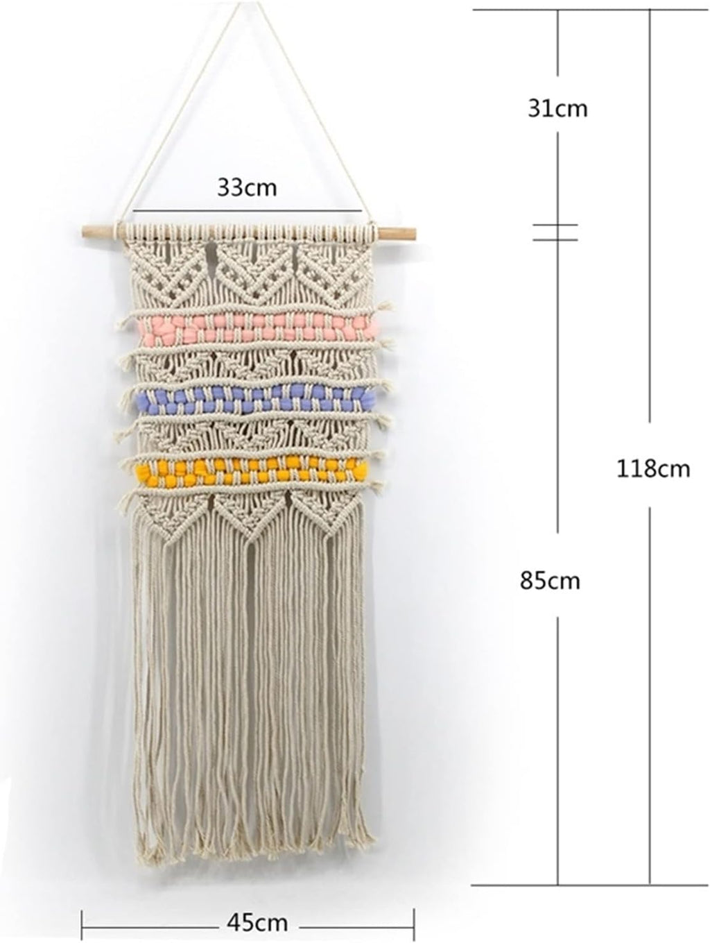 Tapestry Macrame Wall Hanging Tapestry Wedding Backdrop Decoration Bohemian Tassel Tapestry (OneColor)