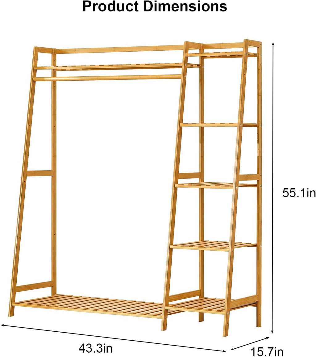Clothing Garment Rack, Free Standing Clothes Coat Hanger, Closet Organizer w,Shoe Rack, Multi tiered Wardrobe Storage Shelves, Clothes Hanging Racks for Hall, Living Room, Bedroom, Entryway