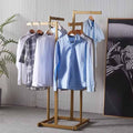 Industrial Pipe Clothing Rack, Adjustable Metal Clothing Store Display Stands, Floor-Standing Hanging Garment Rack, for Hanging Clothes,Gold