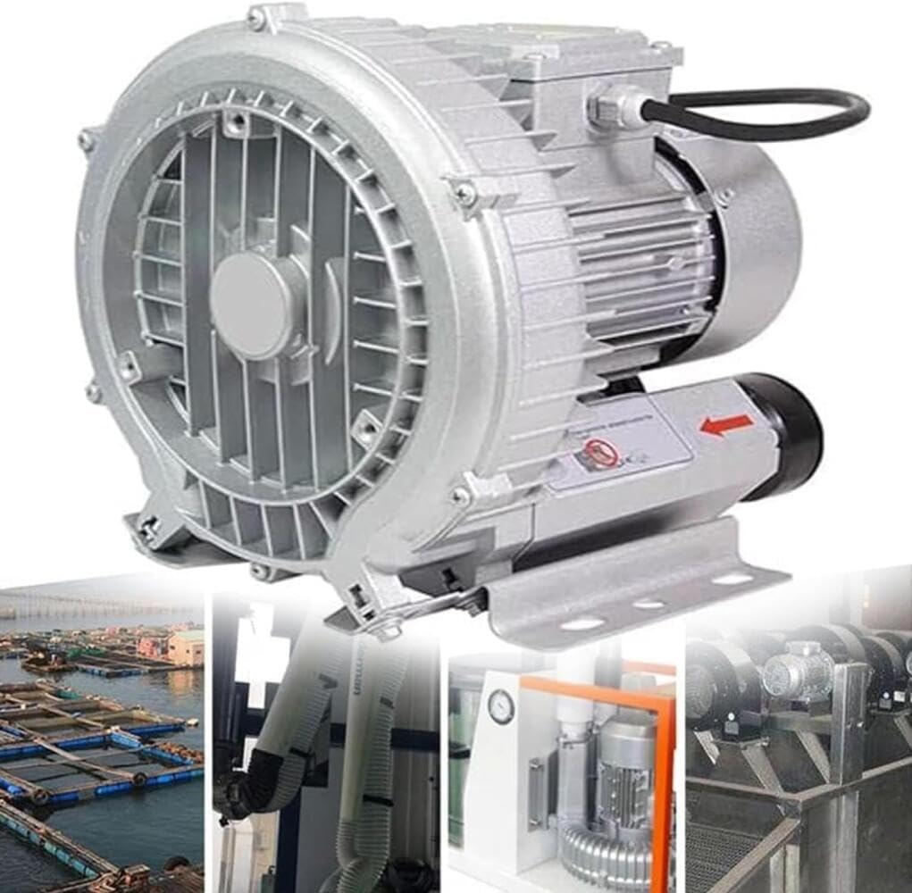 Regenerative Blower, Ring Blower, 220V Single Phase High-Pressure Side Channel Vortex Blower, for Industrial, Sewage Aeration, and Vacuum Applications