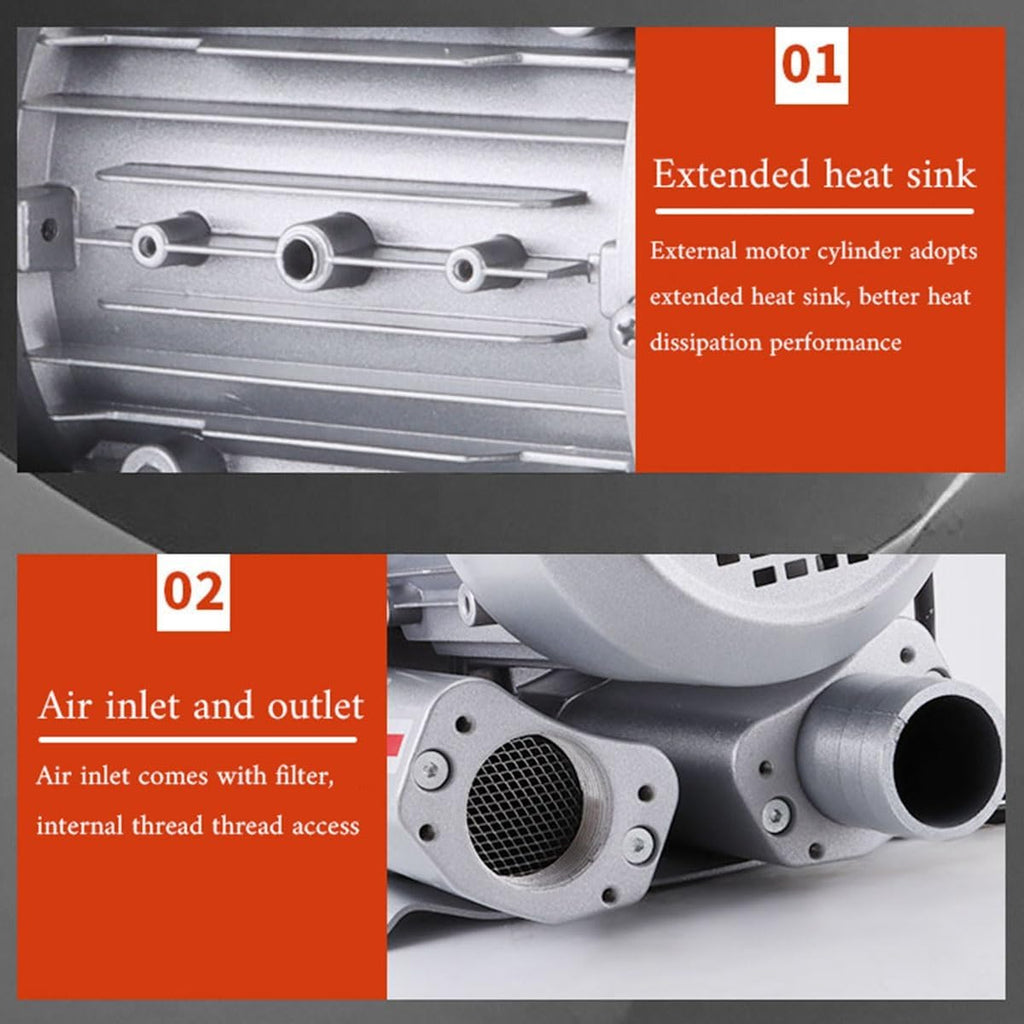 Vortex Ring Blower Regenerative Blower High Pressure strong centrifugal fan Industrial Vacuum Pump Sewage Aeration Vortex Blower 110V 120W 180W 250W 350W 750W(370W)
