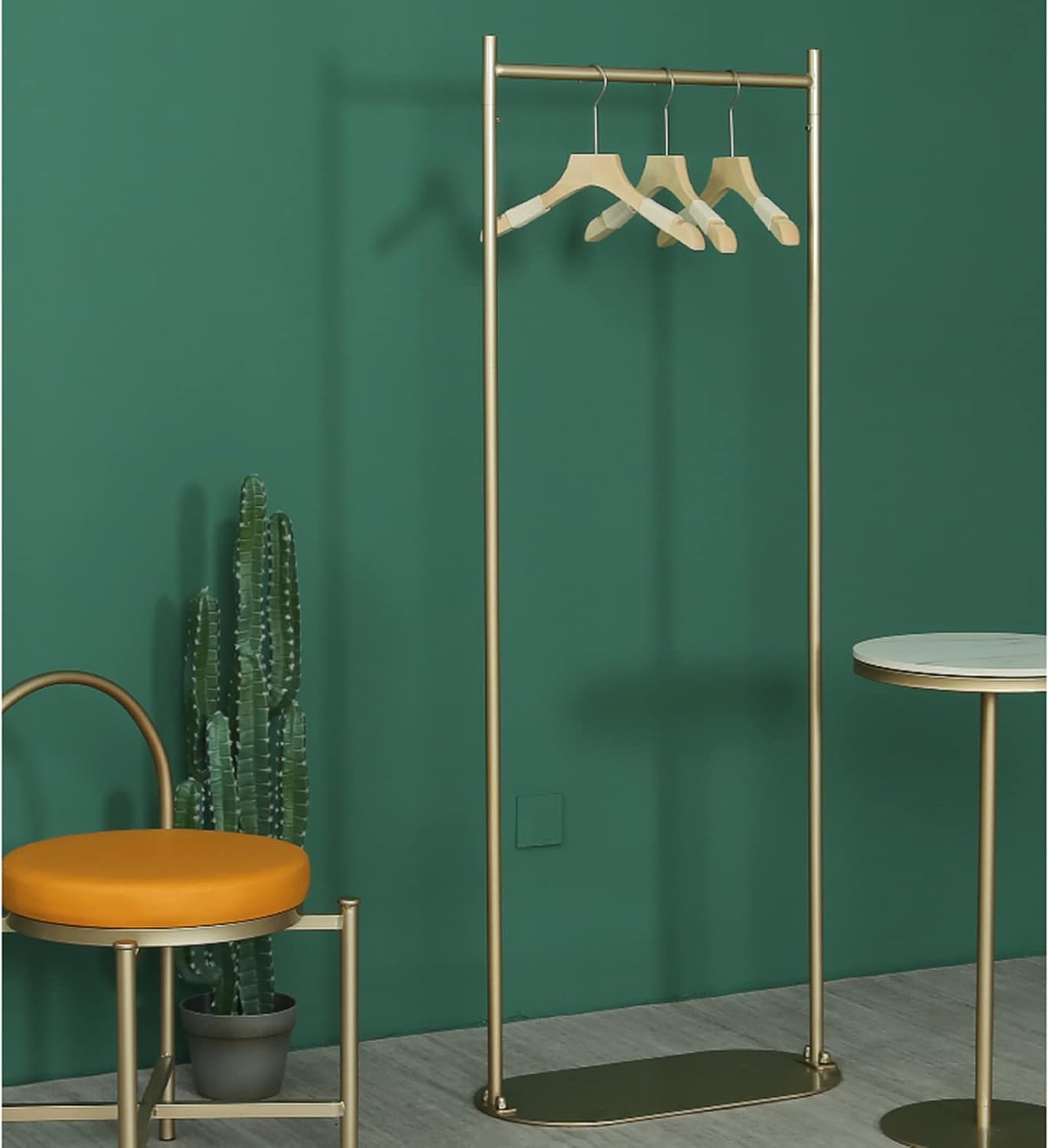 Garment Rack Freestanding Coat Rack with Shoe Rack Heavy Duty Metal Garment Rack for Hanging Clothes Bedroom Living Room Clothes Organizing Space Saving Clothing Rack,Gold,60x30x160CM
