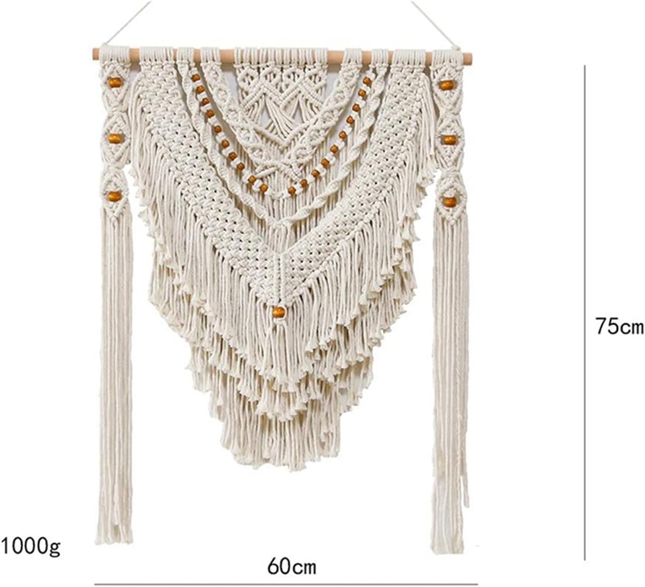 Tapestry Macrame Wall Hanging Tapestry Bohemian Geometric Bedside Porch Home Wall Decor Tassel Handmade Tapestry (Beige)