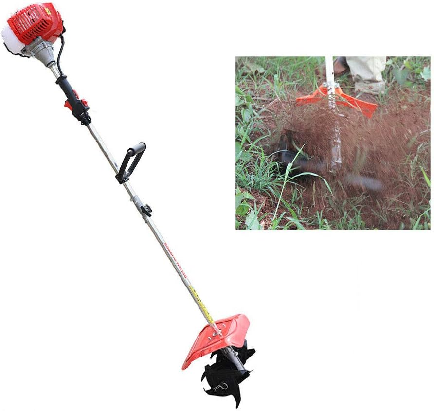 42.7CC Garden Tiller Cultivator, 2 Stroke Hand-held Cultivator,Gas Powered Micro Till Ripper Rototillers for Yard Garden 1.25KW 6500r/min