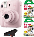 Fujifilm Instax Mini 12 Camera with Fujifilm Instant Mini Film and PixiBytes Microfiber Cleaning Cloth... (Blossom Pink, Camera + 2 Twin Pack)