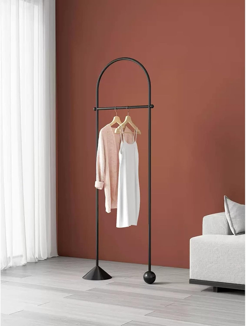 GRFIT Adjustable Garment Rack Hanging Clothes Rack Flooring Bedroom Hanging Clothes Rack Simple Living Room Coat Rack Home Light Luxury Coat Rack Standing Hanger (Color : Black)